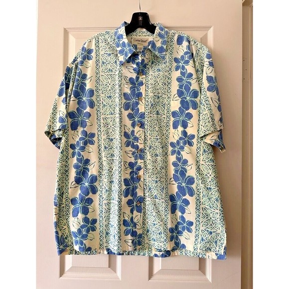 Cooke Street Honolulu Hawaiian Button Up Short Sleeve Shirt Cotton Pocket Men XL - Picture 1 of 11